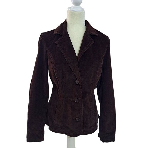 St John's Bay Women's Corduroy Brown Jacket 3 Bottom Business Work Wear Sz M - Picture 2 of 7